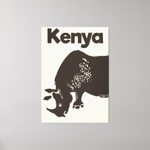 Kenya Rhino Afrikanisches Vintage-Poster Leinwanddruck
