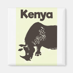 Kenya Rhino Afrikanisches Vintage-Poster Magnet