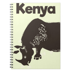 Kenya Rhino Afrikanisches Vintage-Poster Notizblock