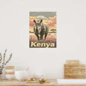 Kenya Rhino Vintag Poster (Küche)
