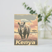 Kenya Rhino Vintag Postkarte (Stehend Vorderseite)
