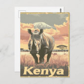 Kenya Rhino Vintag Postkarte (Vorne/Hinten)
