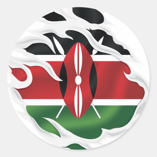 Kenya Ripped Flag Runder Aufkleber (Vorderseite)