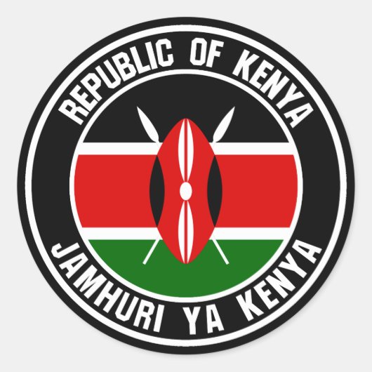 Kenya Round Emblem Runder Aufkleber (Vorderseite)