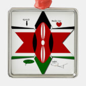 Kenya Safari Silbernes Ornament (Vorne)