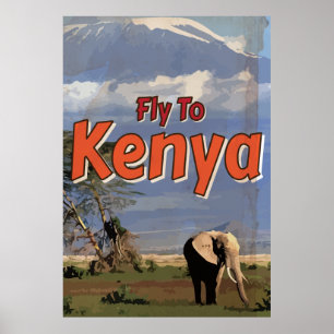 Kenya Safari Vintager Urlaub Poster