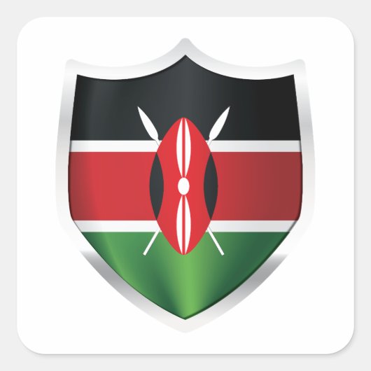 Kenya Silver Shield Flag Quadratischer Aufkleber (Vorderseite)