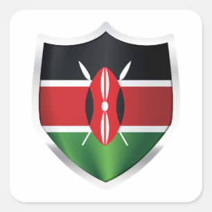 Kenya Silver Shield Flag Quadratischer Aufkleber