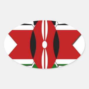 Kenya Star National Safari Flag Farben Liste Ovaler Aufkleber