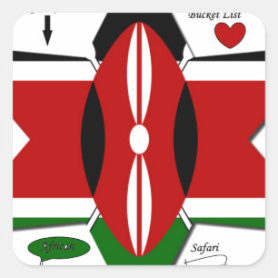Kenya Star National Safari Flag Farben Liste Quadratischer Aufkleber