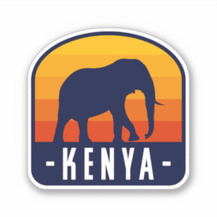 Kenya Sunset with Elephant - Kenya Travel Aufkleber