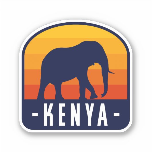 Kenya Sunset with Elephant - Kenya Travel Aufkleber (Vorderseite)