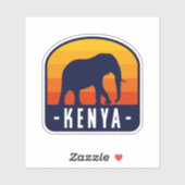 Kenya Sunset with Elephant - Kenya Travel Aufkleber (Blatt)