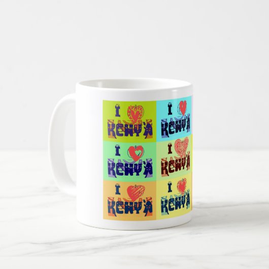 Kenya Travel Souvenir Pop Art Collection Kaffeetasse (Vorderseite Links)