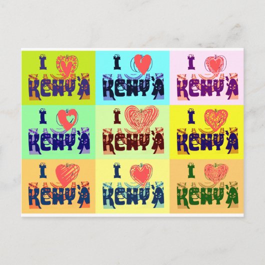 Kenya Travel Souvenir Pop Art Collection Postkarte (Vorderseite)