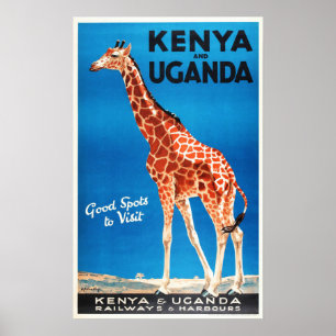 KENYA und UGANDA Safari - Alte Reisen Poster