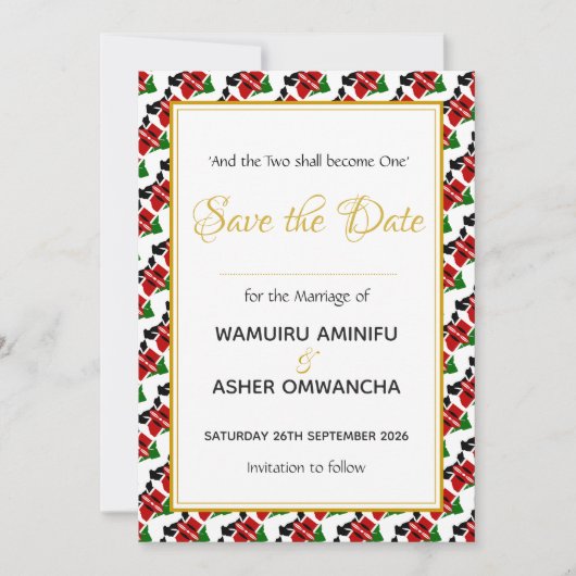 KENYA Wedding Christliche Custom Celebration Save The Date (Vorderseite)