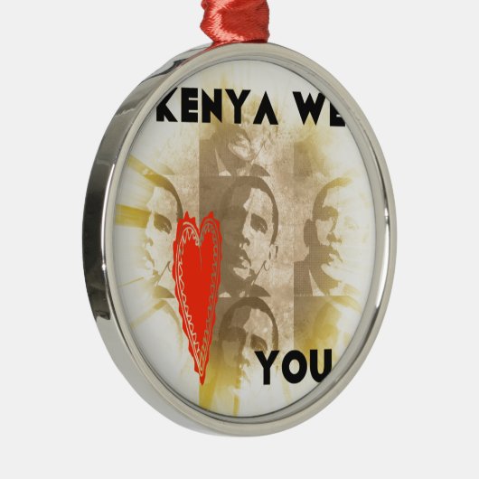 Kenya Wir Liebe Sie liebenswürdig perspektivisches Silbernes Ornament (Rechts)