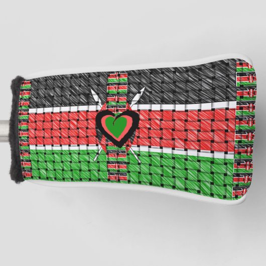 Kenya Woven Flag Black Red Green Golf Headcover (Vorderseite)