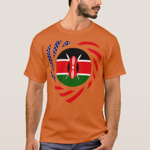 Kenyan American Multinational Patriot Flag Herz T-Shirt
