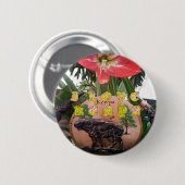 Kenyan Beauty: Blume, Aloe Vera & Buffalo Design Button (Vorne & Hinten)