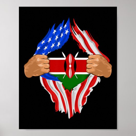 Kenyan Blood Inside Me Kenya Flag Gift  Poster (Vorne)