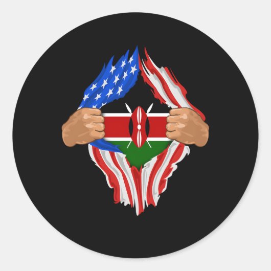 Kenyan Blood Inside Me Kenya Flag Runder Aufkleber (Vorderseite)