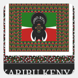 Kenyan Celebration: Ein herzlicher Empfang Kenias Quadratischer Aufkleber