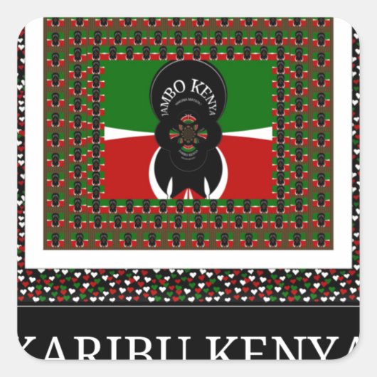 Kenyan Celebration: Ein herzlicher Empfang Kenias Quadratischer Aufkleber (Vorderseite)