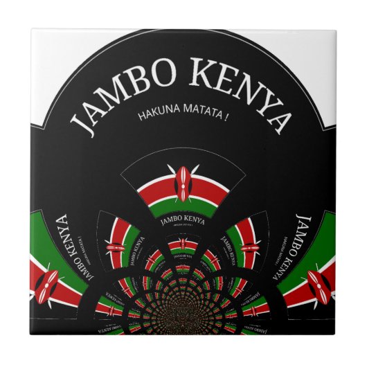 Kenyan Flag Inspiriert Jambo Willkommensdesign Art Fliese (Vorderseite)