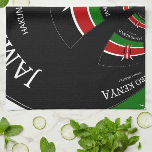 Kenyan Flag Inspiriert Jambo Willkommensdesign Art Geschirrtuch (Gefaltet)
