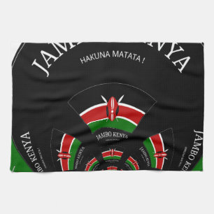 Kenyan Flag Inspiriert Jambo Willkommensdesign Art Geschirrtuch