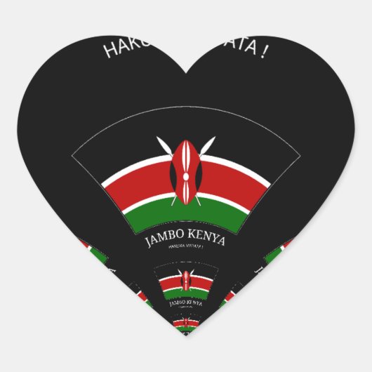 Kenyan Flag Inspiriert Jambo Willkommensdesign Art Herz-Aufkleber (Vorderseite)