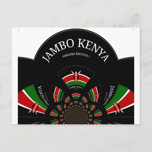 Kenyan Flag Inspiriert Jambo Willkommensdesign Art Postkarte (Vorderseite)