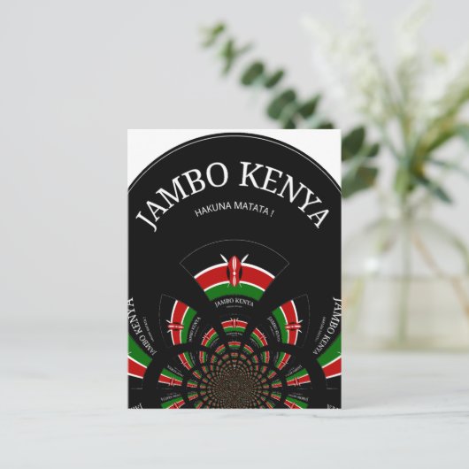 Kenyan Flag Inspiriert Jambo Willkommensdesign Art Postkarte (Stehend Vorderseite)