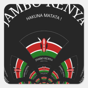 Kenyan Flag Inspiriert Jambo Willkommensdesign Art Quadratischer Aufkleber