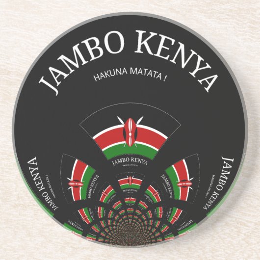 Kenyan Flag Inspiriert Jambo Willkommensdesign Art Sandstein Untersetzer (Vorne)
