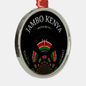 Kenyan Flag Inspiriert Jambo Willkommensdesign Art Silbernes Ornament (Rechts)