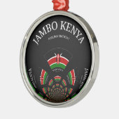 Kenyan Flag Inspiriert Jambo Willkommensdesign Art Silbernes Ornament (Links)