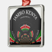 Kenyan Flag Inspiriert Jambo Willkommensdesign Art Silbernes Ornament (Links)