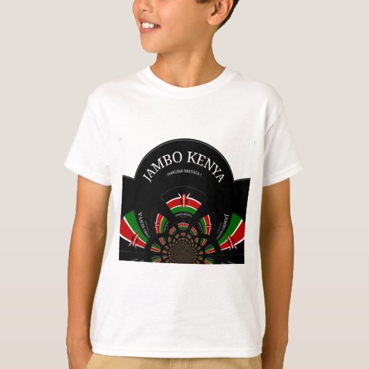 Kenyan Flag Inspiriert Jambo Willkommensdesign Art T-Shirt (Vorderseite)