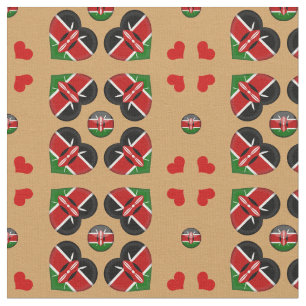 Kenyan Flag & Kenya Heart Fashion Fabric Stoff