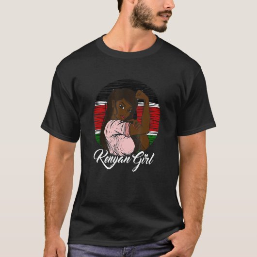 Kenyan Flag Kenya Kenyan Girl T-Shirt (Vorderseite)