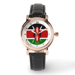 Kenyan Flag & Kenya trendy fashion /design watch Armbanduhr