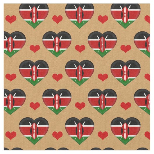 Kenyan Flag & Red Heart Modefabrik /Kenia Stoff (Nahaufnahme)