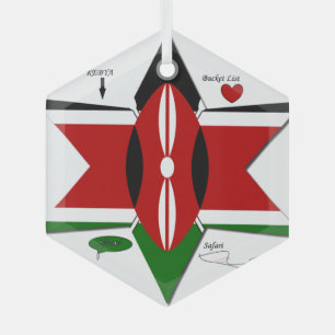 Kenyan Flag Safari Design: Liste der Bucket-Server Ornament Aus Glas