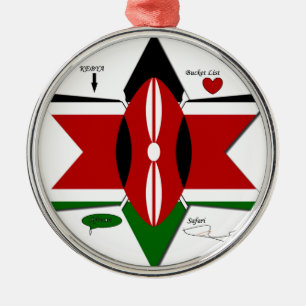 Kenyan Flag Safari Design: Liste der Bucket-Server Silbernes Ornament