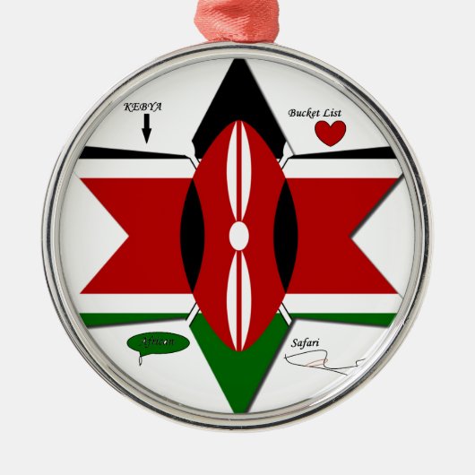 Kenyan Flag Safari Design: Liste der Bucket-Server Silbernes Ornament (Vorne)