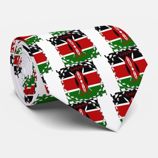 Kenyan Flag Unity: Tuko Pamoja Design Krawatte (Gerollt)