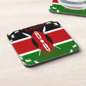 Kenyan Flag Unity: Tuko Pamoja Design Untersetzer (Linke Seite)
